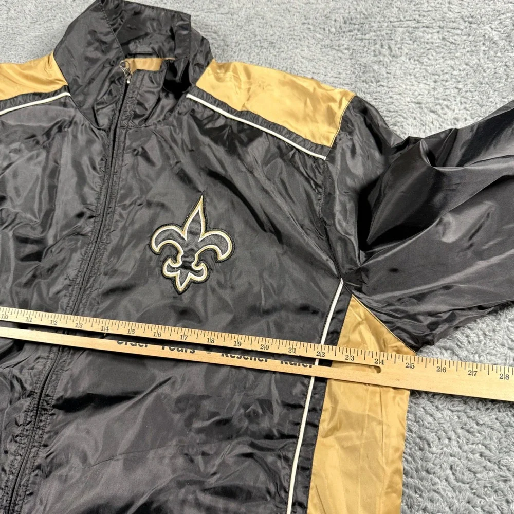 NFL New Orleans Saints Windbreaker Jacket Color Block  Black Gold Full‎ Zip - L
